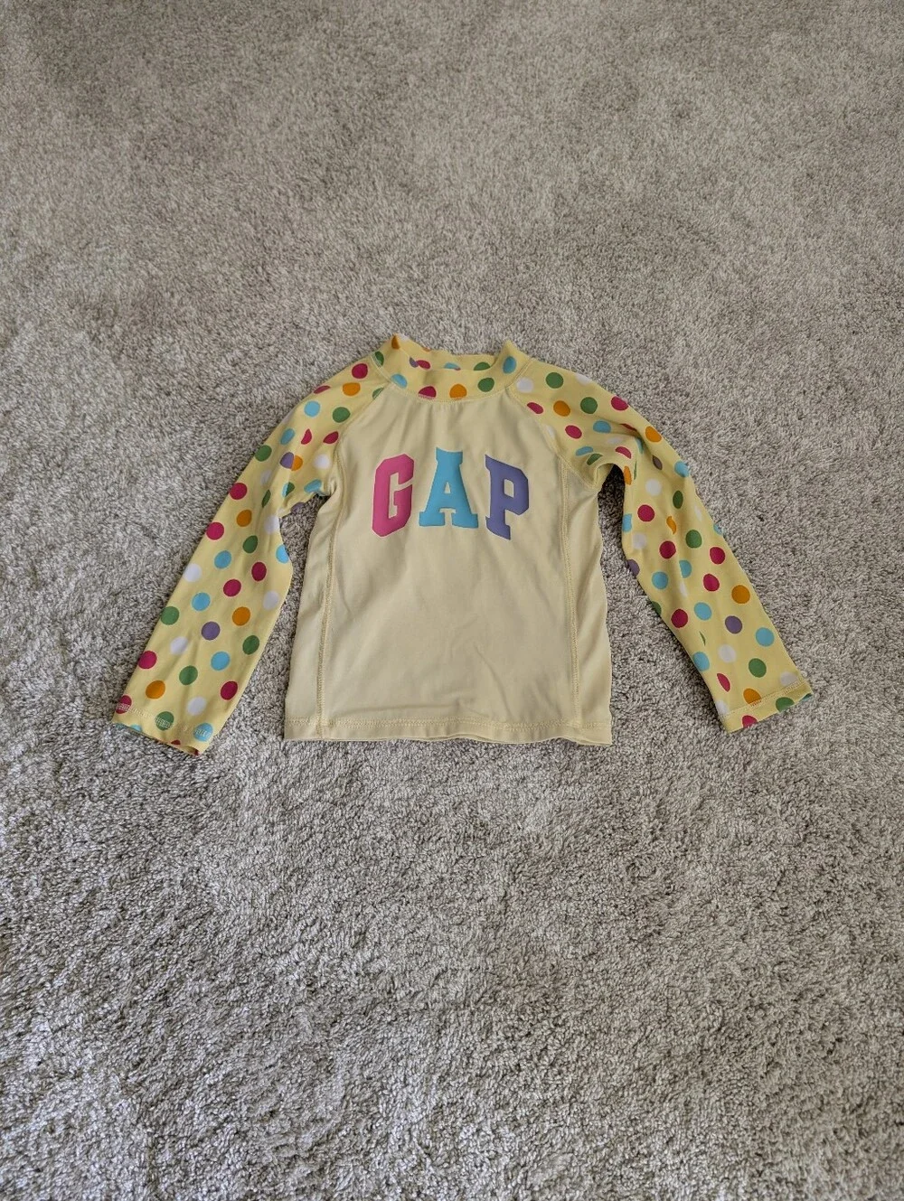 GAP Yellow Long Sleeve Swim UV Top Multicolor Polka Dot - 3T